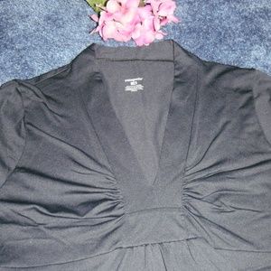 PATAGONIA Black V-Neck Ruched 3/4 Sleeve Top L